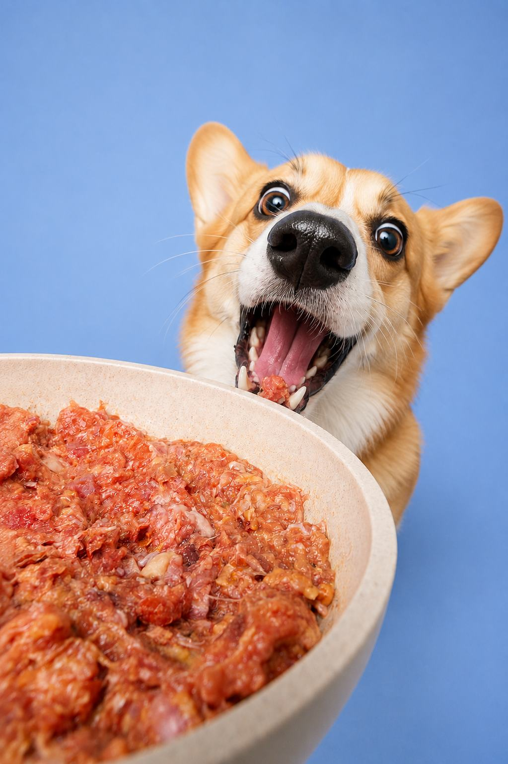 Perro disfrutando de su alimentación natural