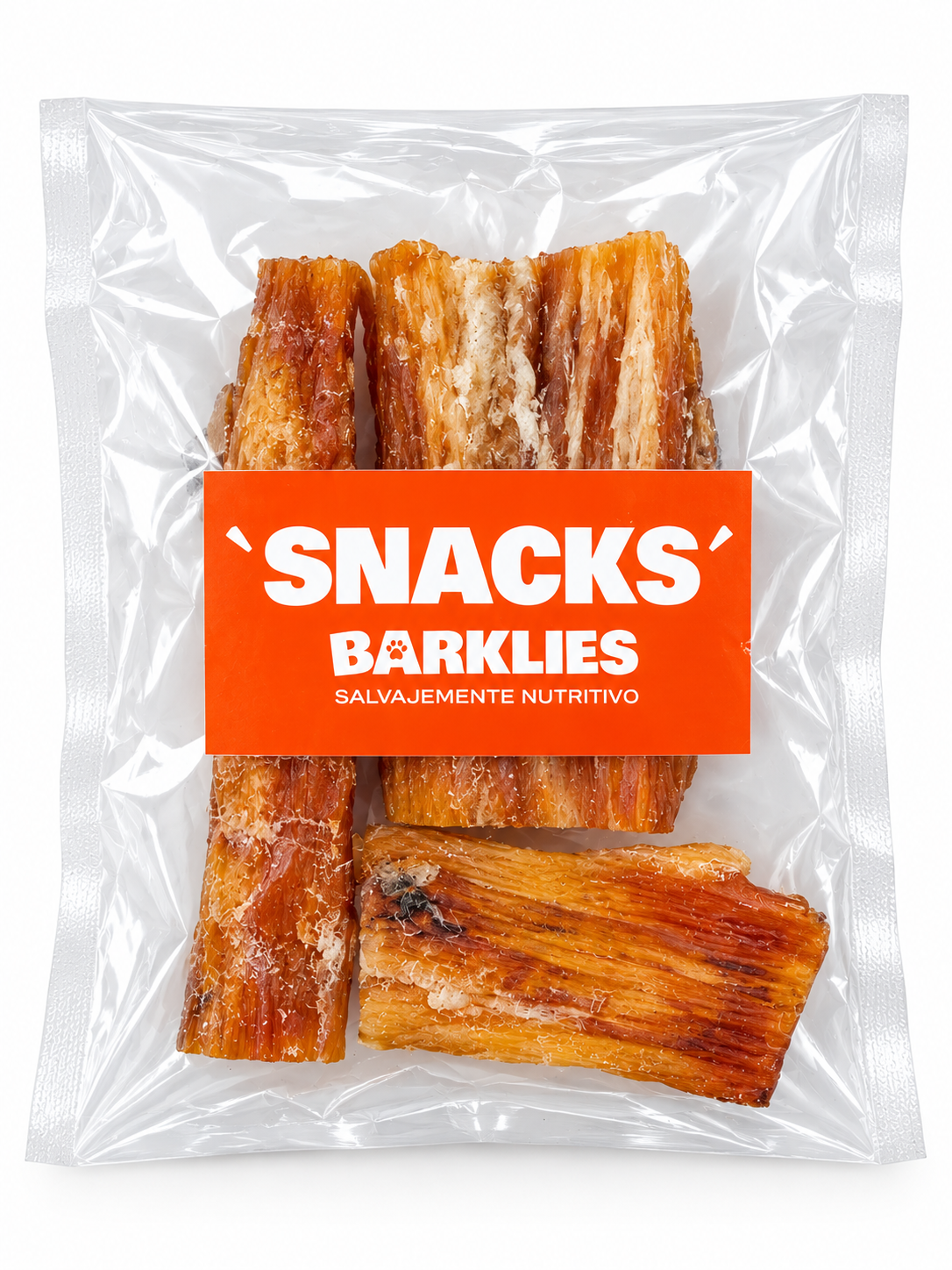 Bolsa de snack Barklies con tendón de vacuno cortado deshidratado